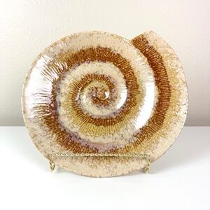 Vintage Ceramic Ammonite Fossil Spiral Shell Plate - 1948
